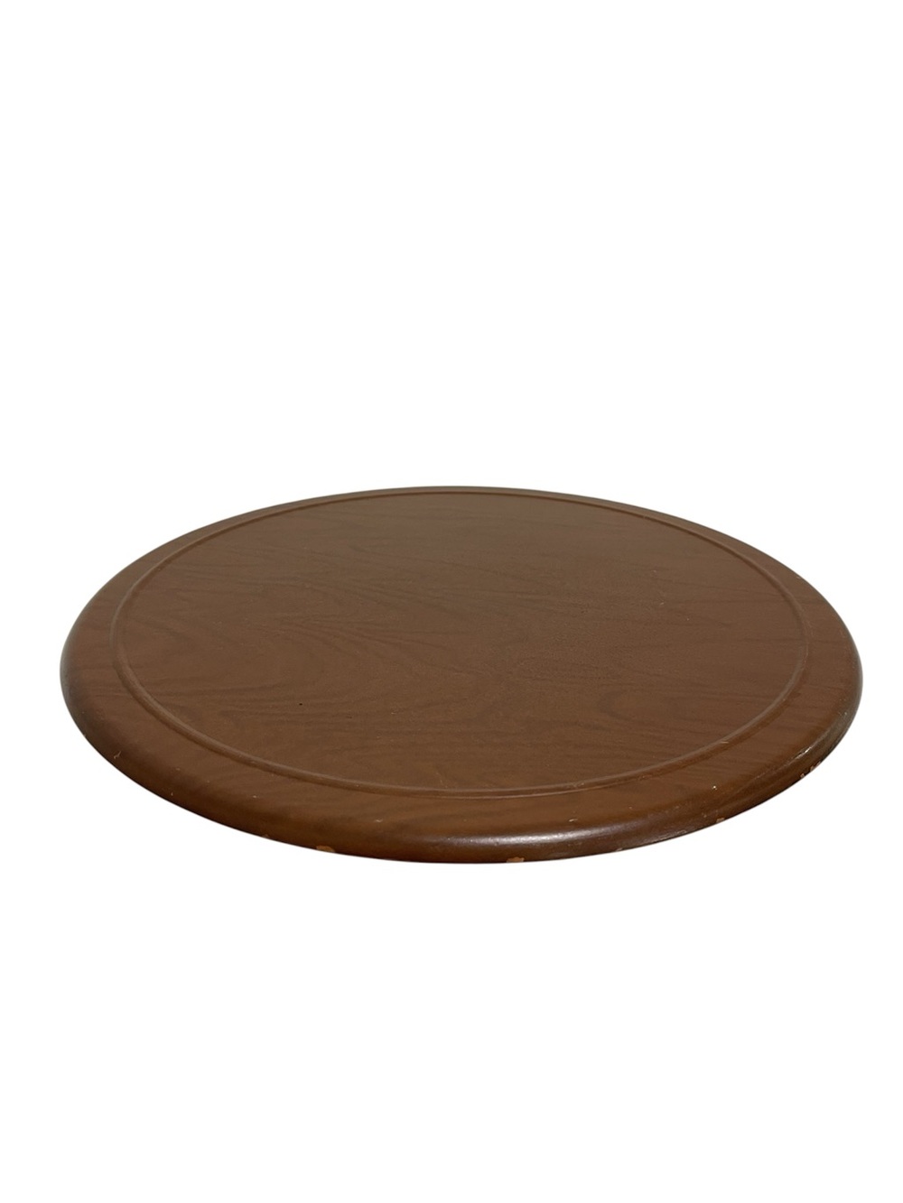 MCM Wood Tone Brown Lazy Susan Turntable Round 12" Wide Dining Entertaining VTG
